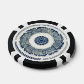 青い白のフローラ中国の丸 ポーカーチップ (シングル)