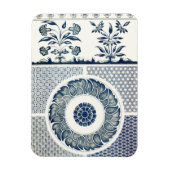 青い白のフローラ中国の丸 マグネット (縦)