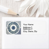 青い白のフローラ中国の丸 ラベル (インサイチュ)