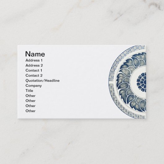 青い白のフローラ中国の丸 名刺 (正面)