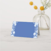 青い白のフローラ結婚の座席 プレイスカード (裏面)