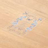 青い白のフローラ結婚磁器 アクリル招待状 (レイダウン)