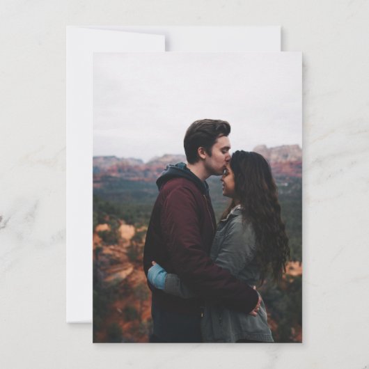 青い白のフローラChinoiserie写真の日付を保存 セーブザデート (裏面)