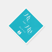 青い白のミスター・アンド・ミセス・シーホースのナプキン結婚ズ スタンダードカクテルナプキン (角)