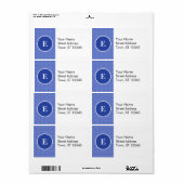 青い白のモノグラム円パターン ラベル (フルシート)