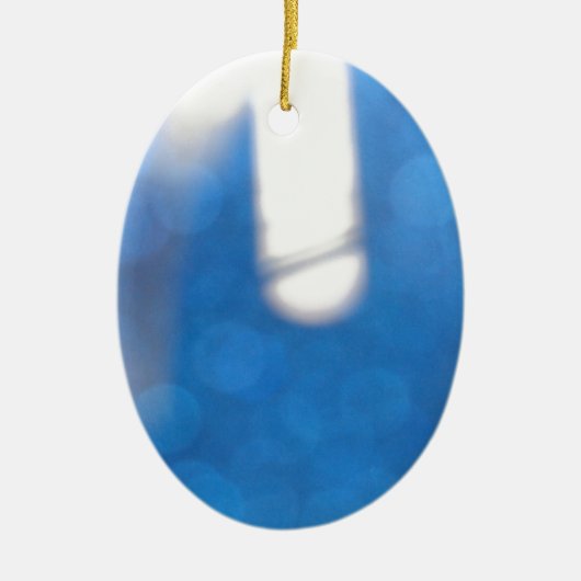 青い白のライトエフェクト セラミックオーナメント (正面)