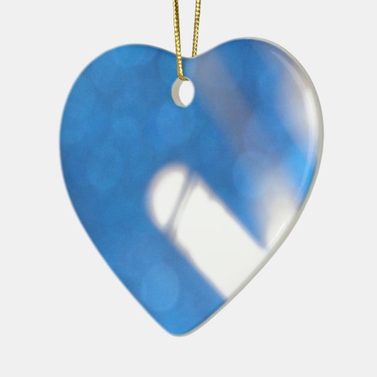 青い白のライトエフェクト セラミックオーナメント (左)