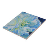 青い白のロマンチックな牡丹の絵画水色 タイル (側面)