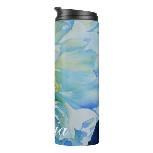 青い白のロマンチックな牡丹の絵画水色 タンブラー (回転右)