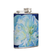 青い白のロマンチックな牡丹の絵画水色 フラスク (右)