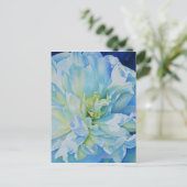 青い白のロマンチックな牡丹の絵画水色 ポストカード (スタンド正面)