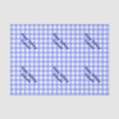 青い白の一致パターンのギンガム 薄葉紙 (正面)