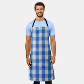 青い白の並んだダイニングの服。 エプロン (着用した状態)