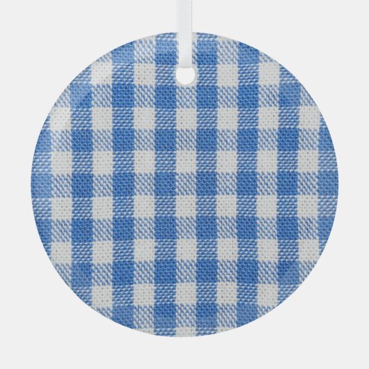 青い白の並んだダイニングの服。 ガラスオーナメント (正面)