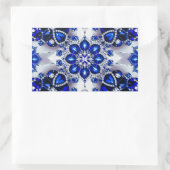 青い白の四角形のシール 長方形シール (バッグ)