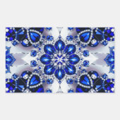 青い白の四角形のシール 長方形シール (正面)