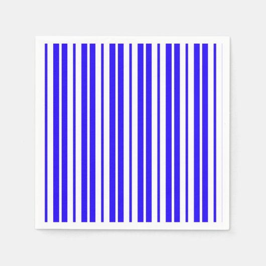 青い白の垂直ストライプ文字パターン スタンダードカクテルナプキン (正面)