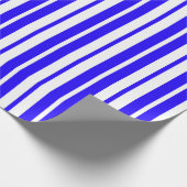 青い白の垂直ストライプ文字パターン ラッピングペーパー (角)