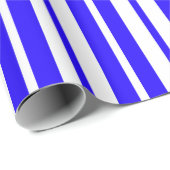 青い白の垂直ストライプ文字パターン ラッピングペーパー (ロールコーナー)