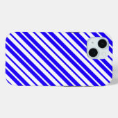 青い白の垂直ストライプ文字パターン Case-Mate iPhoneケース (裏面 (横))