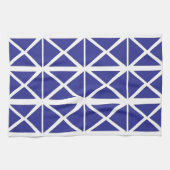 青い白の幾何三角形パターン キッチンタオル (横)