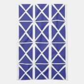 青い白の幾何三角形パターン キッチンタオル (縦)