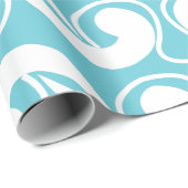 青い白の抽象芸術曲線パターン装飾 ラッピングペーパー (ロールコーナー)