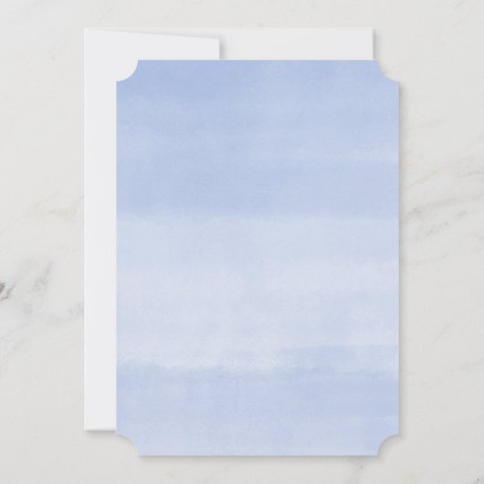 青い白の春花模様金ゴールド男の子バプテスマ 招待状 (裏面)