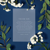 青い白の柳フローラ結婚写真 サンキューカード