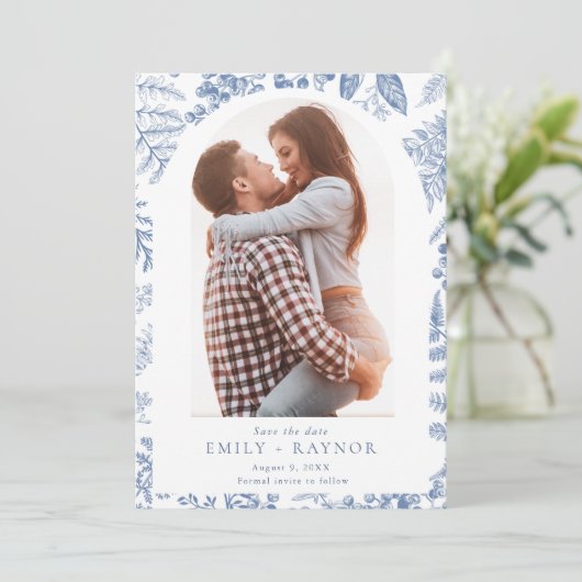 青い白の柳フローラ結婚写真 セーブザデート (スタンド正面)