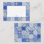 青い白の民族性ボホ地中海のタイル ノートカード (正面/裏面)