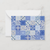 青い白の民族性ボホ地中海のタイル ノートカード (裏面)