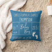 青い白の男の赤ちゃん写真の誕生のお知らせ クッション (ブランケット)