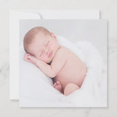 青い白の男の赤ちゃん写真の誕生のお知らせ 案内状 (裏面)