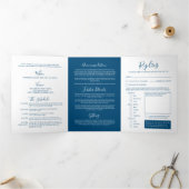 青い白の結婚小さなハートのオールインワン 三つ折り招待状 (内部)