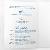 青い白の結婚小さなハートのオールインワン 三つ折り招待状 (内部最初)