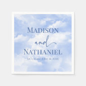 青い白の輝く雲の夢のようなエレガントな結婚式 スタンダードカクテルナプキン (正面)