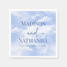青い白の輝く雲の夢のようなエレガントな結婚式 スタンダードカクテルナプキン