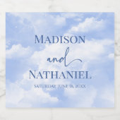 青い白の輝く雲の夢のようなエレガントな結婚式 ビールラベル (シングルラベル)