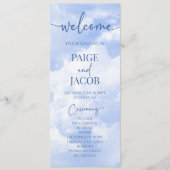 青い白の輝く雲の夢のようなエレガントな結婚式 プログラム (正面)