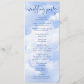 青い白の輝く雲の夢のようなエレガントな結婚式 プログラム (裏面)