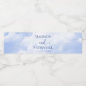 青い白の輝く雲の夢のようなエレガントな結婚式 ペットボトルラベル (シングルラベル)