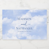 青い白の輝く雲の夢のようなエレガントな結婚式 リキュールボトルラベル (シングルラベル)