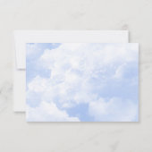 青い白の輝く雲の夢のようなエレガントな結婚式 出欠カード (裏面)