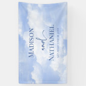 青い白の輝く雲の夢のようなエレガントな結婚式 横断幕 (縦)