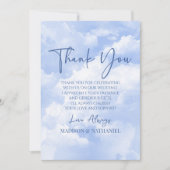 青い白の輝く雲結婚の サンキューカード (正面)