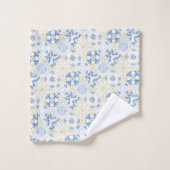 青い白の金ゴールド幾何学的なタイルChinoiserie バスタオルセット (ウォッシュタオル)