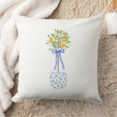 青い白の陳腐なクリスマスオレンジトピアリー クッション (ブランケット)