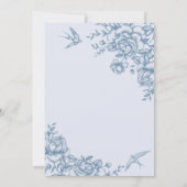 青い白の陳腐なヴィンテージ赤ちゃんシャワー 招待状 (裏面)