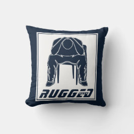 青い白の頑丈な男のホールディングヘッド |考えの男 クッション